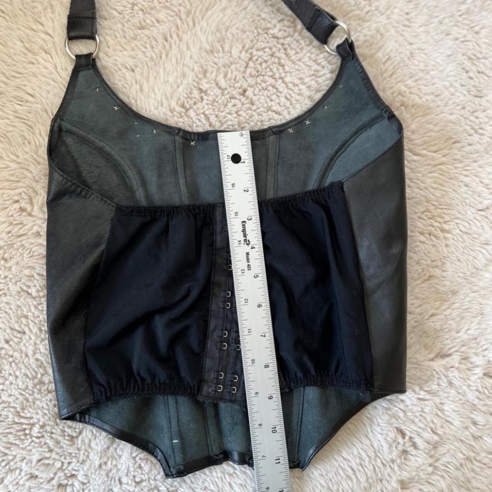 Vintage Leather Black Corset with Studded Detail - Picture 6 of 8